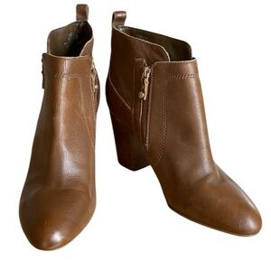 Antonio Melani Womens Size 10 Tan Harlem Leather Chunky Heel Ankle Boots
